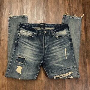 PacSun Men's Ripped Dark Blue Skinny Jeans